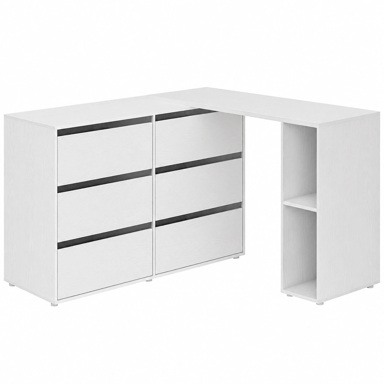 SONGMICS Schminktisch, werkzeugfreie Montage, L-förmige oder parallele Aufstellung, mit Regal und Schrank, für Schlafzimmer und Arbeitszimmer, Weiß