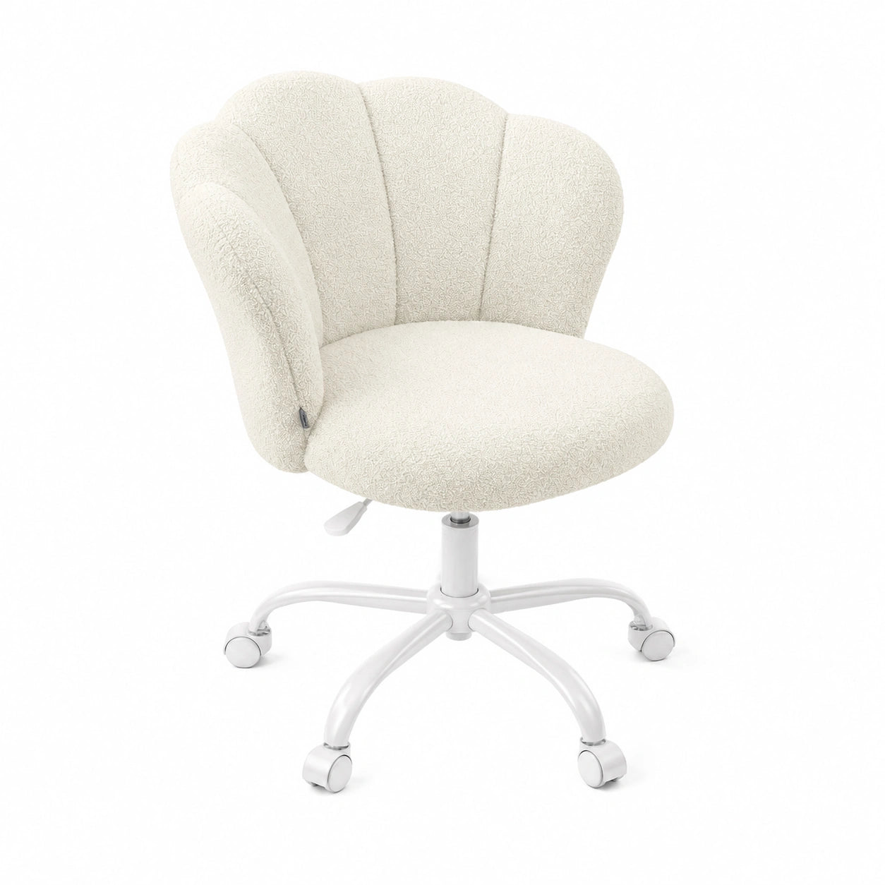 Ergonomischer Bürostuhl aus Fleece, drehbar, bis 110 kg, höhenverstellbar, cremeweiß
