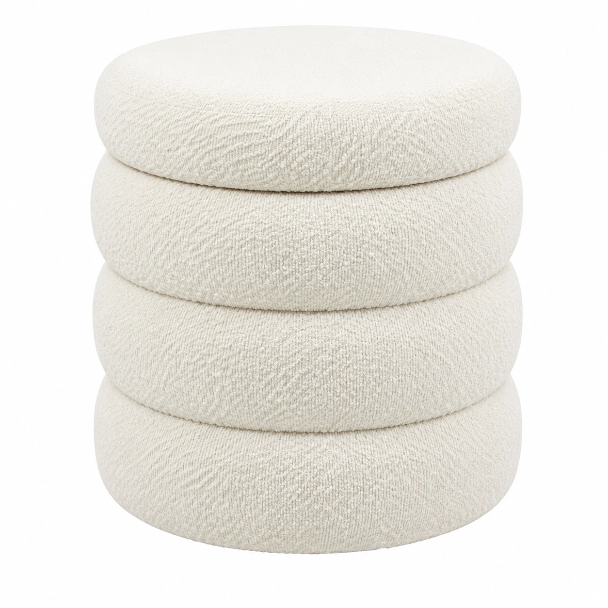 Runder Stauraumhocker aus Bouclé-Stoff, Ø 42 x 47 cm, ideal für Wohnzimmer und Flur