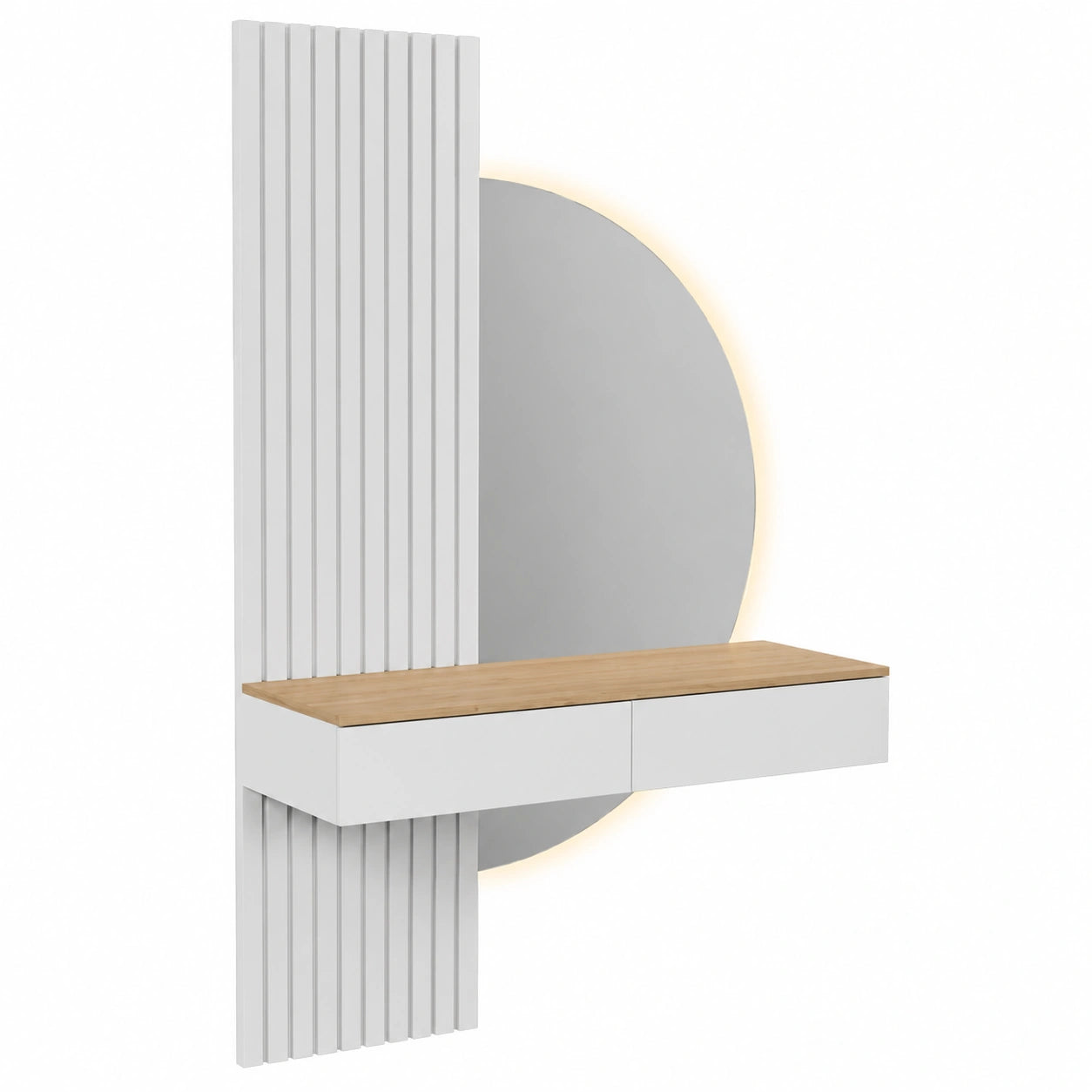 Vicco Schminktisch Melina, Weiß/Eiche, 100 cm, LED-Spiegel, Ideale Lösung für Ihre Beauty-Pflege