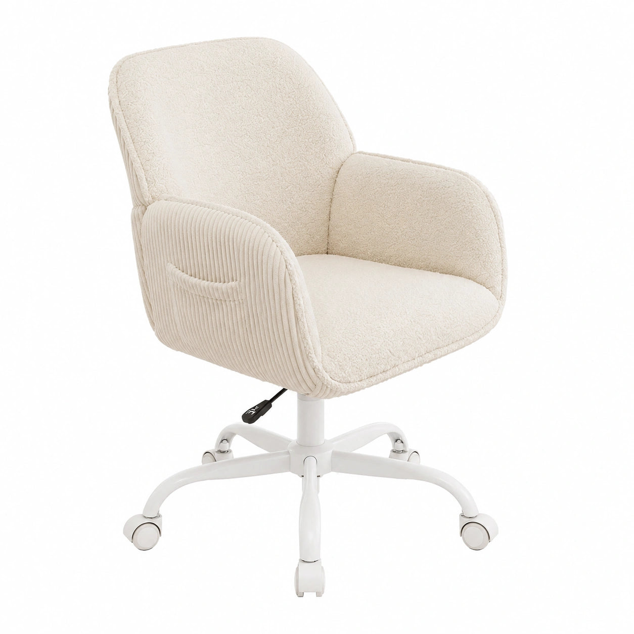 Ergonomischer Bürostuhl mit Armlehnen, drehbar und höhenverstellbar, Weiß