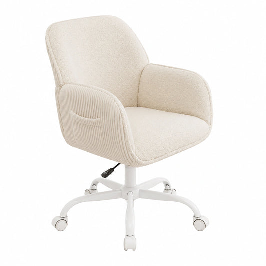 Ergonomischer Bürostuhl mit Armlehnen, drehbar und höhenverstellbar, Weiß